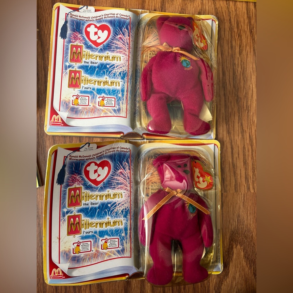 Ty Millennium Bear set of two with box, Ty puppy